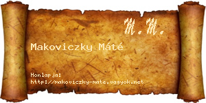 Makoviczky Máté névjegykártya